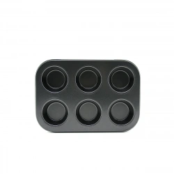 İBİCO İ22-375 ( 6 GÖZLÜ ) ( METAL & SİYAH ) ( DÜZ ) MUFFIN & KEK KALIP*100