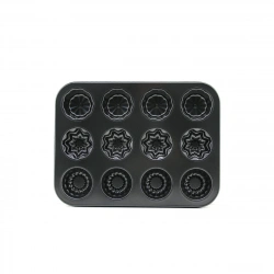 İBİCO İ22-378 ( 12 GÖZLÜ ) ( METAL & SİYAH ) ( ŞEKİLLİ ) MUFFİN & KEK KALIP*60