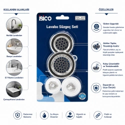 İBİCO İ22-427 ( 4PCS ) LAVABO SÜZGEÇ & TIPA SETİ ( 2 BOY SÜZGEÇ & 2 BOY PLASTİK TIPA )*12X25