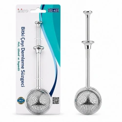 İBİCO İ22-431 ( SAPLI & TOP HAZNELİ ) BİTKİ ÇAY DEMLEME SÜZGEÇ ( PASLANMAZ ÇELİK ) ( ÇAP : 5CM )*12X24
