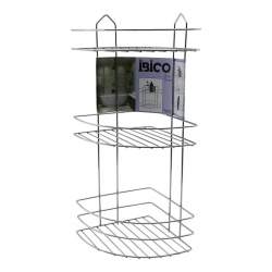 İBİCO K13-019 ( 3 KATLI & ÜÇGEN ) ( KROM ) ( METAL ) BANYO KÖŞELİK & DUŞKABİN RAF*12
