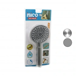 İBİCO K13-046 (BÜYÜK BOY) (YUVARLAK=11CM) DUŞ BAŞLIK (KADEMELİ) (VAKUMLU) (KROM-GRİ GÖVDE-& BEYAZ-GRİ ZEMİN & İĞNE)(SAP:14CM)*55