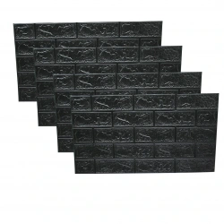 İBİCO ( KABARTMA & KÖPÜK PANEL ) ( SİYAH & TUĞLA DESEN ) YAPIŞKANLI DUVAR KAĞIT ( 70X38CM )*5X50