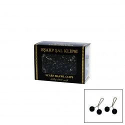 PİNS AKER ( ŞK-100 ) SCARF SHAWL ( BONCUKLU ) ( SİYAH ) ( 100PCS ) EŞARP BAŞÖRTÜ & ŞAL KLİPSİ*50