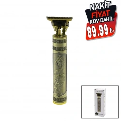 İBİCO VINTAGE T9 ( T BIÇAK ) ( BASKILI METAL GÖVDE ) ( ENSE ÇİZİM & SAÇ SAKAL KESME ) TRAŞ MAKİNESİ ( USB ŞARJLI )*100