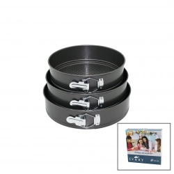 GAZELLE ( 3 BOY ) ( YUVARLAK ) ( METAL & KELEPÇELİ ) KEK KALIP SETİ ( 24-26-28CM )*12