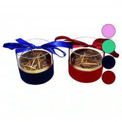 IVORY IVO-HED315 ( RENKLİ KARTON TABAN & MİKA KRİSTAL KAPAK ) HEDİYE KUTUSU ( ÇAP:13CM & Y:12CM )*4X24