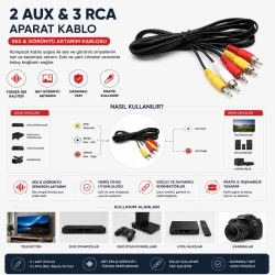 KRT-1134 ( 2 AUX & 3 RCA ) APARAT KABLO*15X1