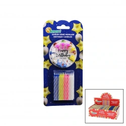 KSMART K-1094  ( 24PCS ) ( İNCE ) ( RENKLİ ) DOĞUM GÜNÜ MUMU ( RENKLİ PLASTİK TUTACAK )*24X24