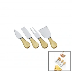 L CHEESE KNİFE SET BAYSA-1611 ( 4PCS ) PEYNİR BIÇAK SETİ ( AHŞAP BAMBU SAPLI )*240