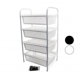 LALEZAR LZR-506 ( 4 KATLI ) ( ÇEKMELİ SEPET ) SEBZELİK & MEYVELİK ( TEKERLEKLİ ) ( METAL KASA ) ( PLASTİK SEPET )*4=K