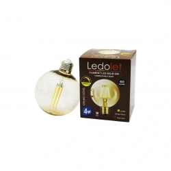 LEDOLET G-80 ( 4W & E27 ) ( GOLD COLOR ) FLAMENT LED RUSTİK AMPUL ( 400LUMEN & 2200K ) (KIRILMAZ GÖVDE)*80