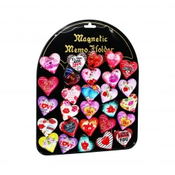 MAGNETİC MEMO HOLDER BAYSA-1580 (KALPLİ CAM=4CM) MAGNET (MIKNATISLI DOLAP SÜSÜ) (RESİMLİ & YAZILI) (METAL STANDLI)*28X31