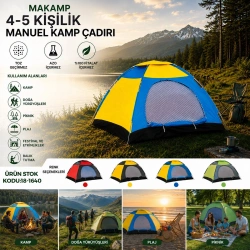 MAKAMP-083A (4-5 KİŞİLİK) (TOZ GEÇİRMEZ) (200CMX200CMX135CM) MANUEL KAMP ÇADIR*20