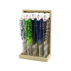 MEVA M-65 ( BÜYÜK & 33LÜ & METAL SİMGE İMAMELİ ) ( AKRİLİK ) CEP TESBİH ( AHŞAP STANDLI ) ( LASTİKLİ MİSİNA İPLİ )*60X10