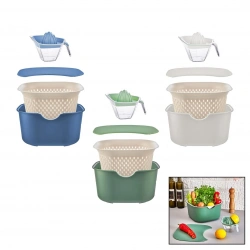 MOİ PLASTİK OCE-1005 ( MİX ) ( 5PCS ) MUTFAK SETİ PLASTİK ( KARIŞTIRMA KAP=4LT & SÜZGEÇ=3.5LT & KESİM PANO & SIKACAK=0.25LT )*16=K