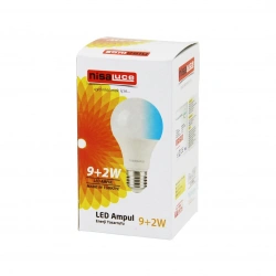 NİSALUCE EAMP-074/BM ( 9+2W E27 ) ( BEYAZ-MAVİ ) LED AMPUL*10X10