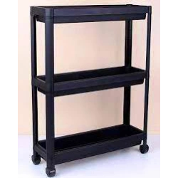 OMAŞ SLİM TEKERLİ OM-0060 OM-3010 ( 3 ( DERİN ) RAFLI & SİYAH ) ÇOK AMAÇLI RAF ÜNİTESİ*6