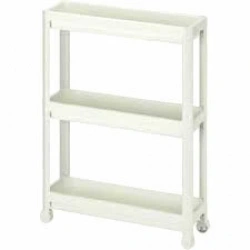 OMAŞ SLİM TEKERLİ OM-0600-3010-0268 ( 3 ( DERİN ) RAFLI & BEYAZ ) ÇOK AMAÇLI RAF ÜNİTESİ*6