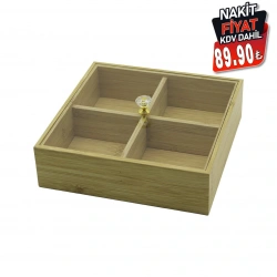 PABLITO HOME PBT-586 ( 4 BÖLMELİ ) ( KARE=20X20CM ) ( AHŞAP MDF ) SAKLAMA KUTUSU ( ŞEFFAF AKRİLİK PLS. KAPAKLI )*20=K