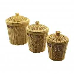 PABLITO PBT-439 (METAL İSKELET) (3 BOY) (YUVARLAK) PLS.HASIR ORGANİZER KAPAKLI SEPET (15X20X26 -17.5X23X31 -21.5X26.5X34CM)*6=K