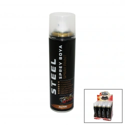 STEEL ( ALTIN  ) SPREY BOYA ( 200ML ) ( TAŞIT & İŞ MAKİNELERİ & BEYAZ EŞYA & METAL & AHŞAP YÜZEYLERE UYGUN )*12X8