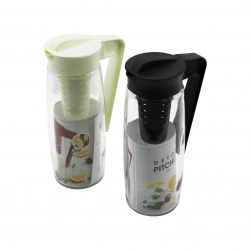 QLUX C-00250 KAREFE DETOX (2İN1=MEYVE TÜPLÜ & DÜZ ŞEFFAF CAM) SÜRAHİ (1600 CC) (PLASTİK KAPAK) (TAK--ÇIKAR (7=ŞEKİL) PLS.KULP )*6=K