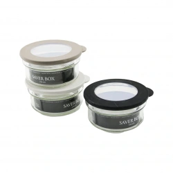 QLUX C-00266 FLAT ( CAM ) SAKLAMA KABI ( SAVER BOX ) ( 415CC ) (KAPAK=RENKLİ SİLİKON KENAR & ŞEFFAF PVC GÖBEK )*18=K