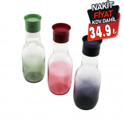 QLUX GLASSWARE S-00132 HYDRA (RENKLİ ŞEFFAF CAM) (1000CC) SÜRAHİ (TOMBUL GÖBEK & DAR AĞIZ) (CAM=RENKLİ PLS KAPAK & KULPSUZ)*6=K