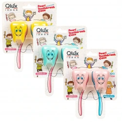 QLUX L-00600 ( 2PCS ) DİŞ FIRÇALIK ( BAŞLIK KABI ) ( RENKLİ PLASTİK & DİŞ ŞEKİLLİ & GÜLENYÜZ EMOJİLİ )*30=K