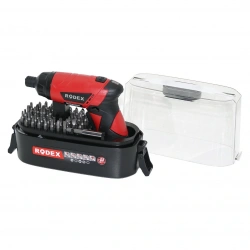 RODEX RDX-308 (53PCS BİTS UÇ) (ŞARJLI) VİDALAMA & TORNAVİDA (RPM 210) (1/4 6.35MM) (3.6V DC-1.5A Lİ-ION PİL) (ŞEFFAF PLS.ÇANTA)*8