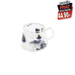 SDR-B4 ( 250ML & KULPLU ) ( ÇİFT CİDARLI & ÇİÇEKLİ ) CAM BARDAK*100=K                     qwe07