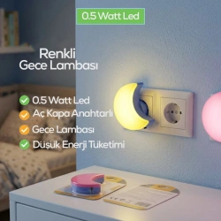 SOFTLED-6975 ( AY ) GECE LAMBASI RENKLİ ( 0.5W & 3 LED )*10X24