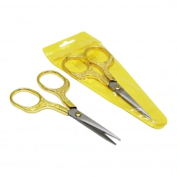 TAKSUN SCISSORS ES-002-G ( ALTIN & GOLD SAPLI ) BIYIK BERBER MAKASI ( 12.8X5.7CM )*12X24
