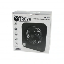 TROYA BY HOOK TR-516 MASA ÜSTÜ VANTİLATÖR (FAN=22CM) (3 KADEME HIZ) (40W) ( 3 PERVANE ) (SİYAH PLS.STAND=28X27X13CM)*6