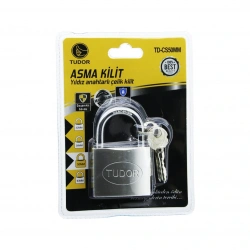 TUDOR TD-CS50MM ( VAKUMLU ) ( YILDIZ & ÇİVİ ANAHTARLI ) ( 50MM & GRİ ) ( KISA KANCALI ) ÇELİK ASMA KİLİT*12X10