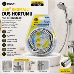 TUDOR TDR-215 ( 360° & METAL ) DUŞ HORTUMU ( 150CM ) ( VAKUMLU AMBALAJ*50