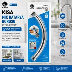 TUDOR TDR-283 ( KUĞU ) ( EVYE & LAVABO ) KISA MİX BATARYA BORUSU ( KROM KAPLAMA & VAKUMLU & SÜZGEÇLİ UÇ)*100