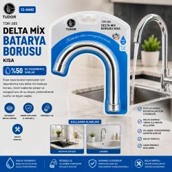 TUDOR TDR-285 ( KUĞU ) ( EVYE & LAVABO ) KISA DELTA MİX BATARYA BORUSU ( KROM KAPLAMA & VAKUMLU & SÜZGEÇLİ UÇ)*50