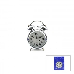 TWIN BELL ALARM CLOCK BGC-20 YUVARLAK MASA ÇALAR SAAT ( METAL KASA KROM ) ( PİLLİ & IŞIKLI ) ( ÇAP: 8.CM )*100