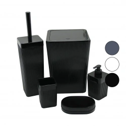 VİALEX COLUMB DVM PLS.ELEGANCE ( 5PCS ) BANYO SETİ ( ÇÖP KOVA & WC FIRÇA & 2PCS SABUNLUK & D.FIRÇALIK ) MİX KOLİ*6=K