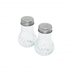 YAKUT-10382 ( CAM ) FALSO ÇİZGİLİ TOMBUL TUZLUK & BAHARATLIK ( METAL KAPAKLI )*24X12