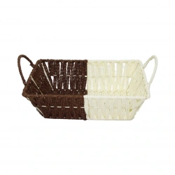 YAKUT-8804 (D.GEN) (HASIR) (K.RENGİ & BEYAZ) EKMEK SEPETİ (KULPLU & METAL İSKELET) (TABAN: 13.5X20.5CM & AĞIZ: 19.5X26.5CM)*100