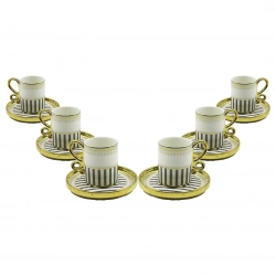 YENİİ NEWLİFE CLKN-2461 ( GOLD ) ( 12PCS=6-TAKIM ) PORSELEN KAHVE FİNCANI*12
