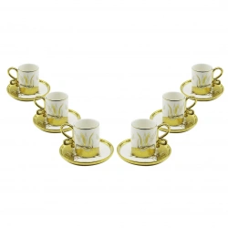 YENİİ NEWLİFE CLKN-2465 ( GOLD ) ( 12PCS=6-TAKIM ) PORSELEN KAHVE FİNCANI*12