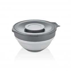 QLUX L-00960-2 ( 2İN1 ) ( KATLANABİLİR ) ( KAPAKLI ) MİKSER KABI ( SİLİKON & PLASTİK ) ( GRİ ) ( 3250ML )*8=K