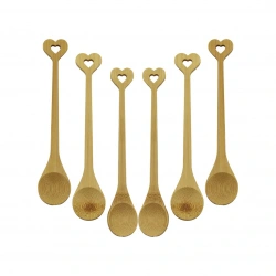 ZHU ZHİ YUAN DMR-8465 ( 6PCS & YUVARLAK & KALP FİGÜR SAPLI  ) AHŞAP BAMBU ( ÇAY KAŞIK ) SETİ*500