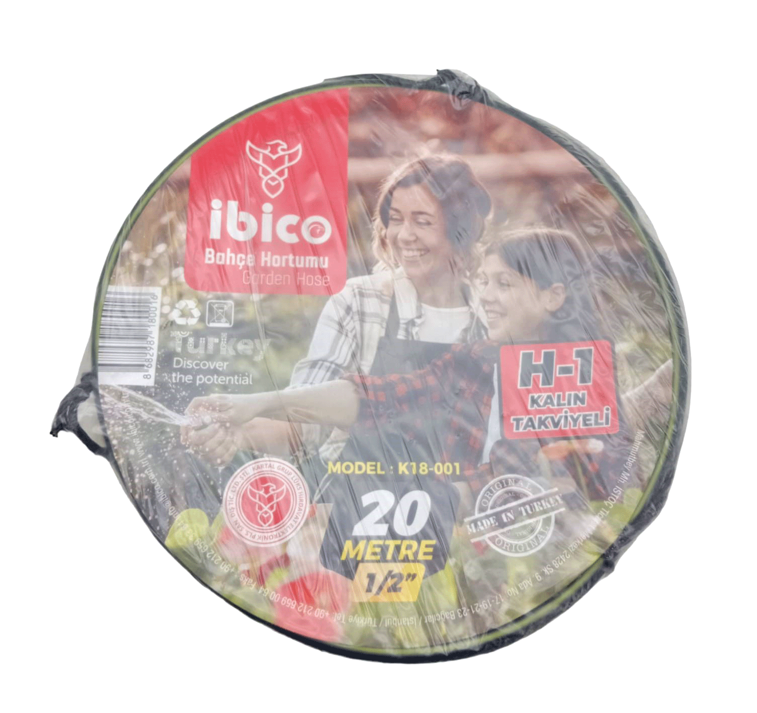 H-1  İBİCO K18-001 KALIN ( 1/2 ) 20MT.TAKVİYELİ BAHÇE HORTUMU*1