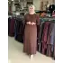 DEFRİNA BOYDAN DÜĞMELİ ELBİSE KAHVERENGİ