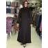 DEFRİNA BEL K.DERİ VE DESENLİ KOMBİ ELBİSE SİYAH